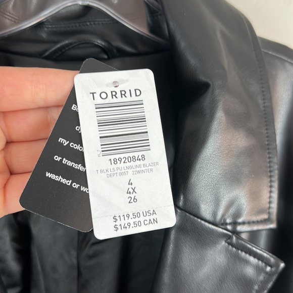 NWT Torrid Faux Leather Blazer Size 4X - Picture 6 of 15